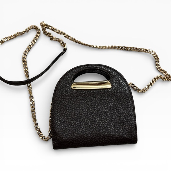 Anne Klein Mini Leather Chain Crossbody Wallet Black Gold Hardware NWT - Picture 5 of 10